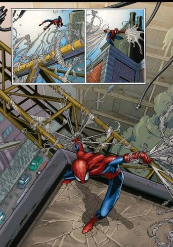 spiderman sosteniendo un edificio