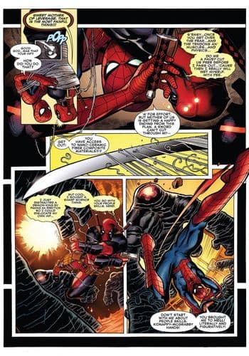 spiderman peleando contra deadpool
